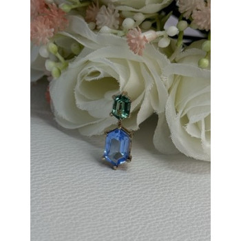 925 Sterling Silver Gold Plated Topaz & Emerald Pendant Length 0.88 Inch