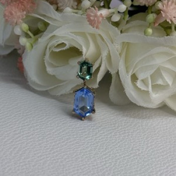 925 Sterling Silver Gold Plated Topaz & Emerald Pendant Length 0.88 Inch