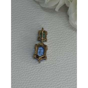 925 Sterling Silver Gold Plated Topaz & Emerald Pendant Length 0.88 Inch
