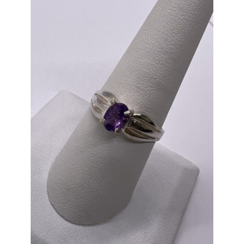 925 Sterling Silver Amethyst Ring Size 8