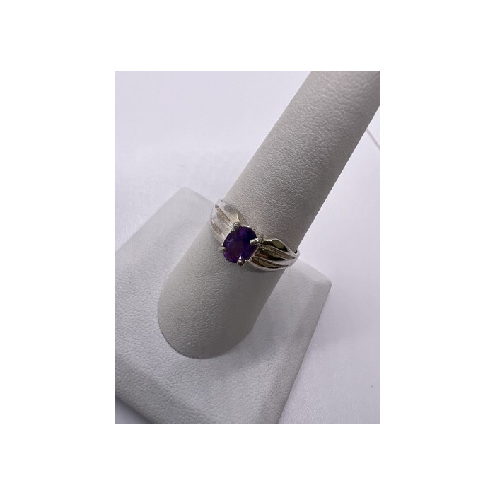 925 Sterling Silver Amethyst Ring Size 8
