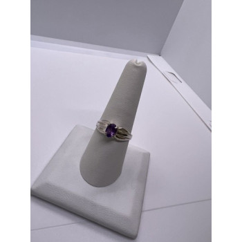925 Sterling Silver Amethyst Ring Size 8