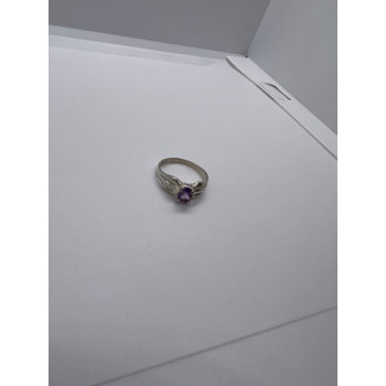 925 Sterling Silver Amethyst Ring Size 8