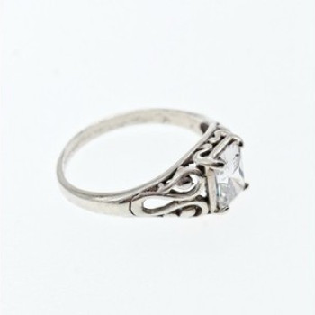 925 Sterling Silver White CZ Openwork Ring Size 9.5