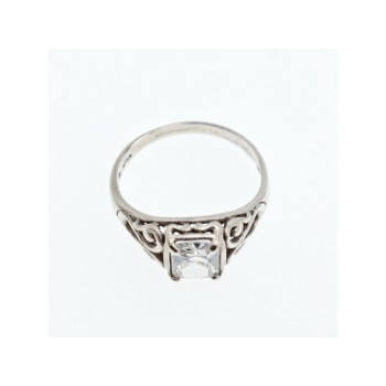 925 Sterling Silver White CZ Openwork Ring Size 9.5