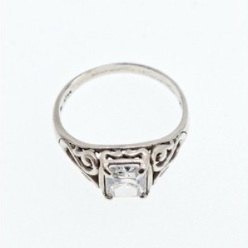 925 Sterling Silver White CZ Openwork Ring Size 9.5