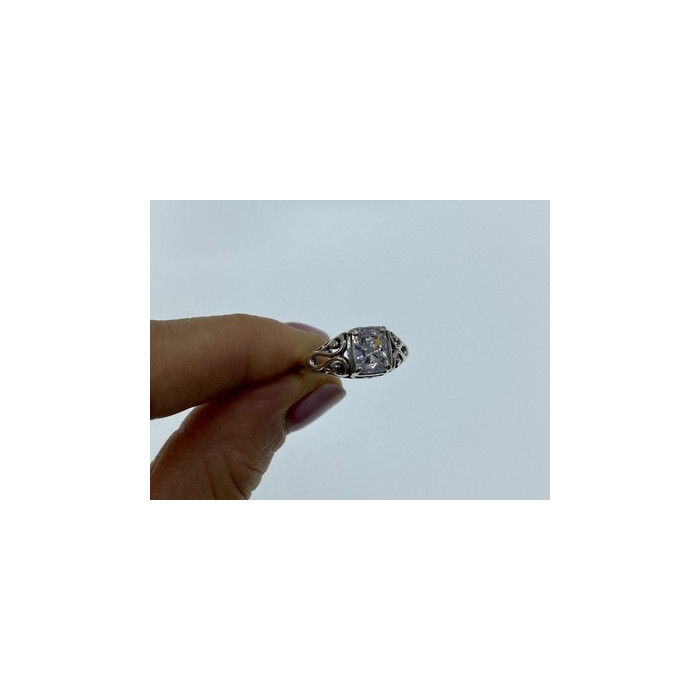 925 Sterling Silver White CZ Openwork Ring Size 9.5