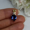 925 Sterling Silver Gold Plated Blue Spinel Pendant Length 0.75 Inch