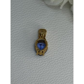 925 Sterling Silver Gold Plated Blue Spinel Pendant Length 0.75 Inch
