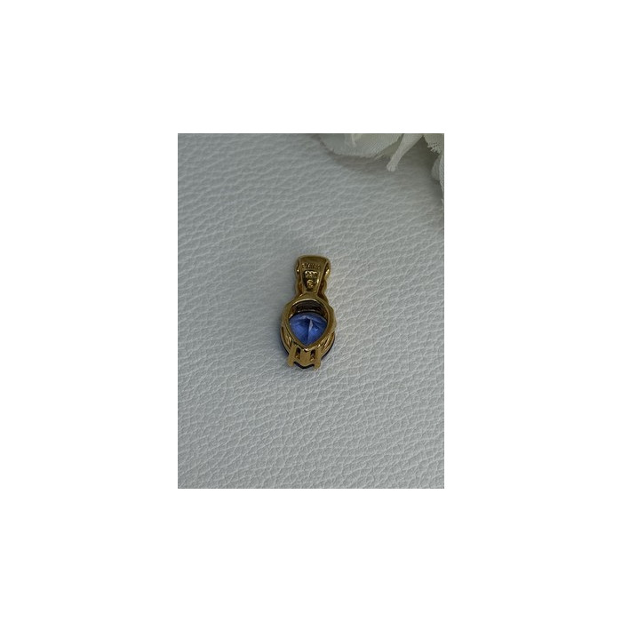 925 Sterling Silver Gold Plated Blue Spinel Pendant Length 0.75 Inch