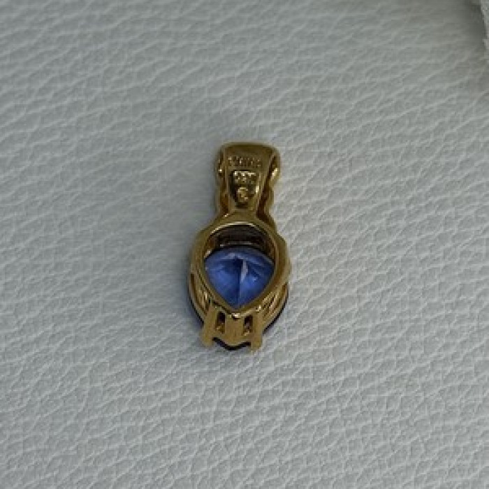 925 Sterling Silver Gold Plated Blue Spinel Pendant Length 0.75 Inch