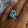 Beautiful 925 Sterling Silver Topaz & Beryl Ring Size 8