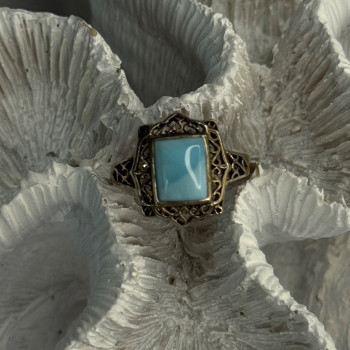 925 Sterling Silver Bbj Larimar Ring Size 5