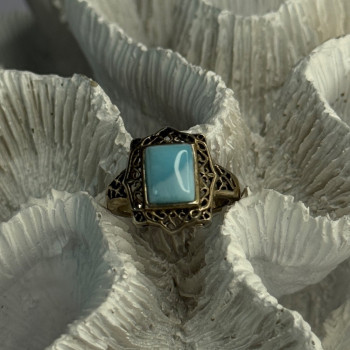 925 Sterling Silver Bbj Larimar Ring Size 5