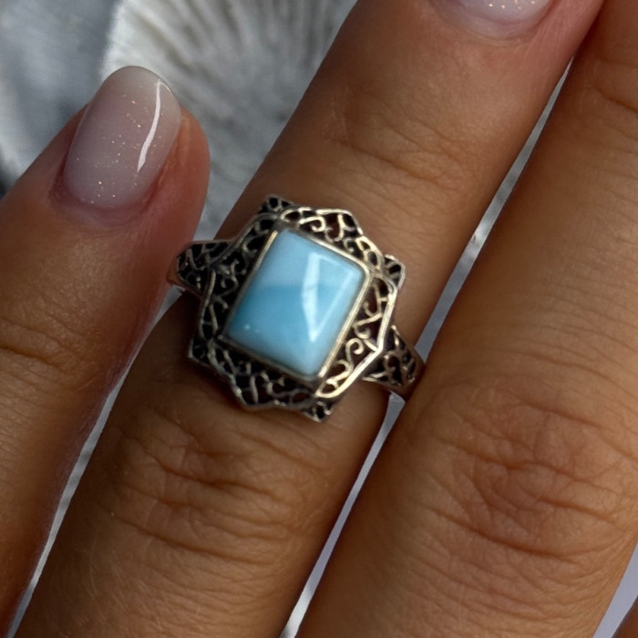 925 Sterling Silver Bbj Larimar Ring Size 5