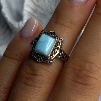 925 Sterling Silver Bbj Larimar Ring Size 5