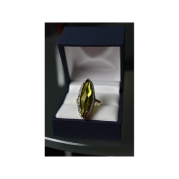 925 Sterling Silver Green Quartz Ring Size 6.5