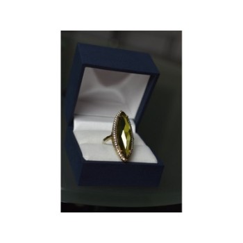 925 Sterling Silver Green Quartz Ring Size 6.5