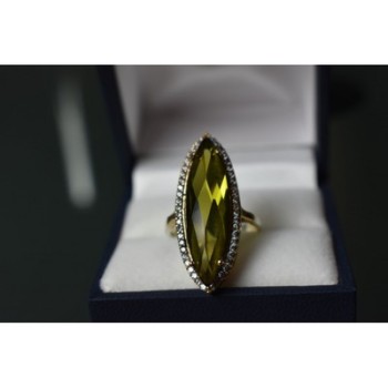 925 Sterling Silver Green Quartz Ring Size 6.5