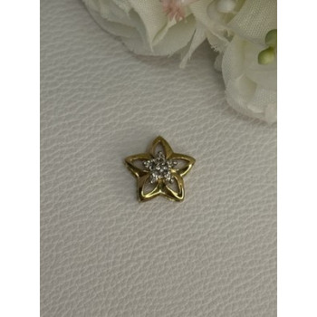 10K YELLOW GOLD DIAMOND STAR PENDANT LENGTH 0.50 INCH