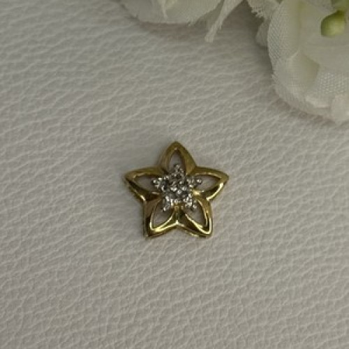 10K Yellow Gold Diamond Star Pendant Length 0.50 Inch