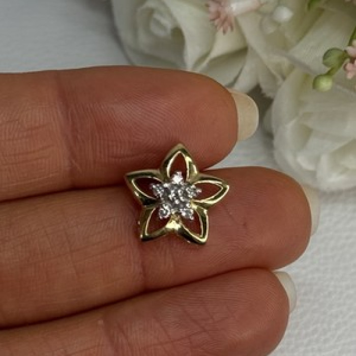 10K Yellow Gold Diamond Star Pendant Length 0.50 Inch