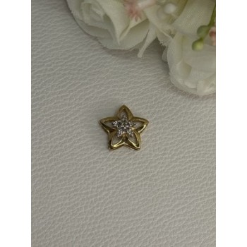 10K YELLOW GOLD DIAMOND STAR PENDANT LENGTH 0.50 INCH