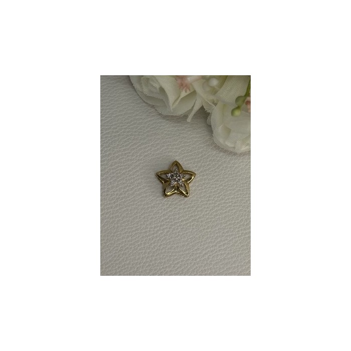 10K YELLOW GOLD DIAMOND STAR PENDANT LENGTH 0.50 INCH