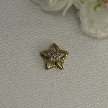 10K Yellow Gold Diamond Star Pendant Length 0.50 Inch