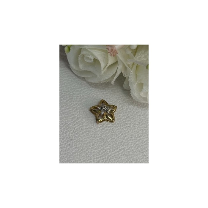 10K YELLOW GOLD DIAMOND STAR PENDANT LENGTH 0.50 INCH