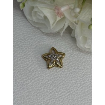 10K YELLOW GOLD DIAMOND STAR PENDANT LENGTH 0.50 INCH