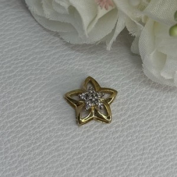 10K Yellow Gold Diamond Star Pendant Length 0.50 Inch
