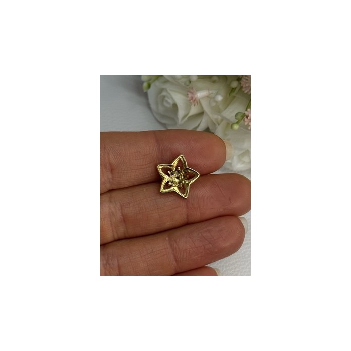 10K YELLOW GOLD DIAMOND STAR PENDANT LENGTH 0.50 INCH