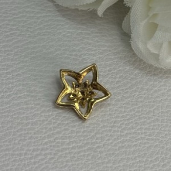 10K Yellow Gold Diamond Star Pendant Length 0.50 Inch