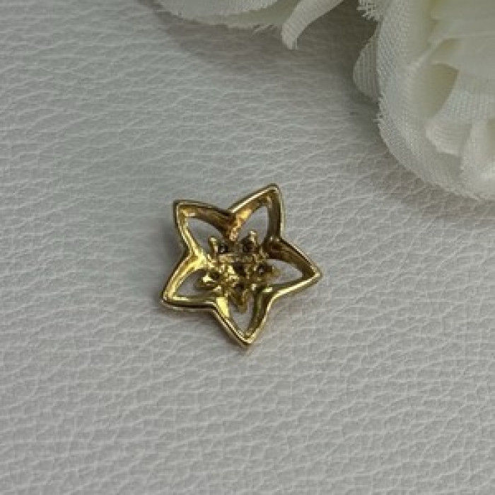 10K Yellow Gold Diamond Star Pendant Length 0.50 Inch