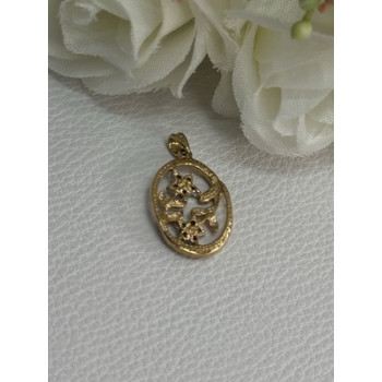 10K YELLOW GOLD DIAMONDS FLOWERS PENDANT LENGTH 0.95 INCH