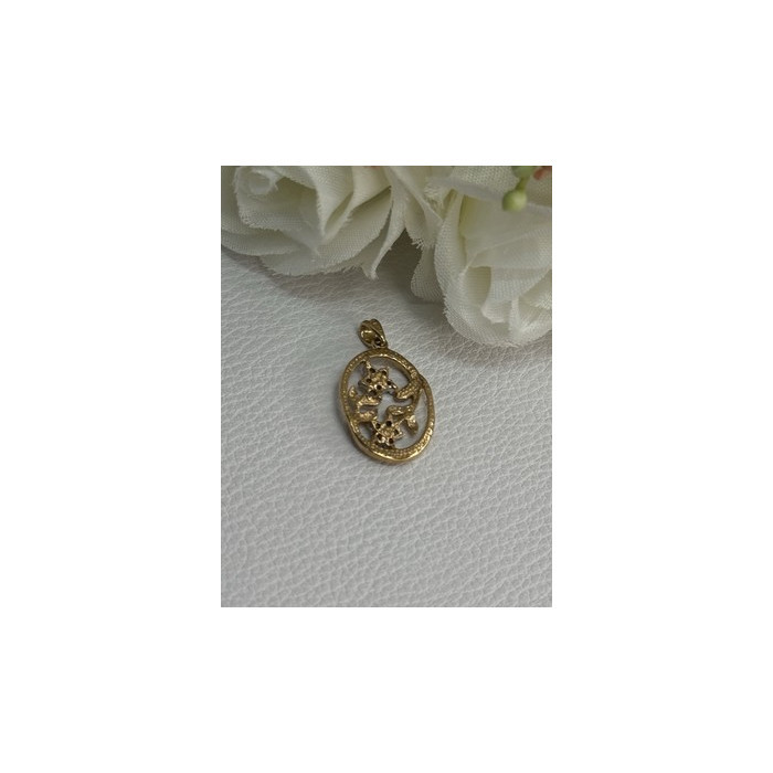 10K YELLOW GOLD DIAMONDS FLOWERS PENDANT LENGTH 0.95 INCH