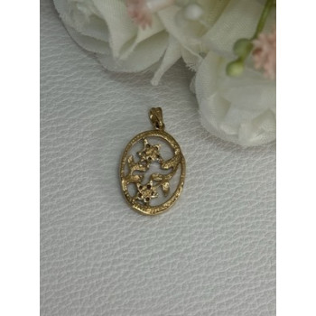 10K YELLOW GOLD DIAMONDS FLOWERS PENDANT LENGTH 0.95 INCH