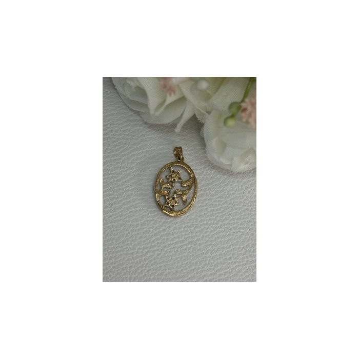 10K YELLOW GOLD DIAMONDS FLOWERS PENDANT LENGTH 0.95 INCH