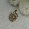 10K Yellow Gold Diamonds Flowers Pendant Length 0.95 Inch