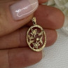 10K Yellow Gold Diamonds Flowers Pendant Length 0.95 Inch