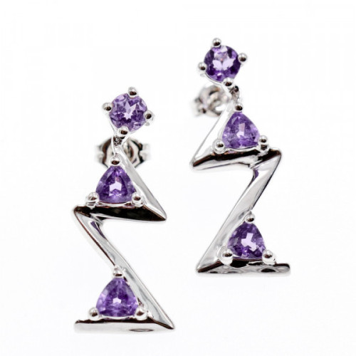 925 Sterling Silver Tourmaline Earrings Italy