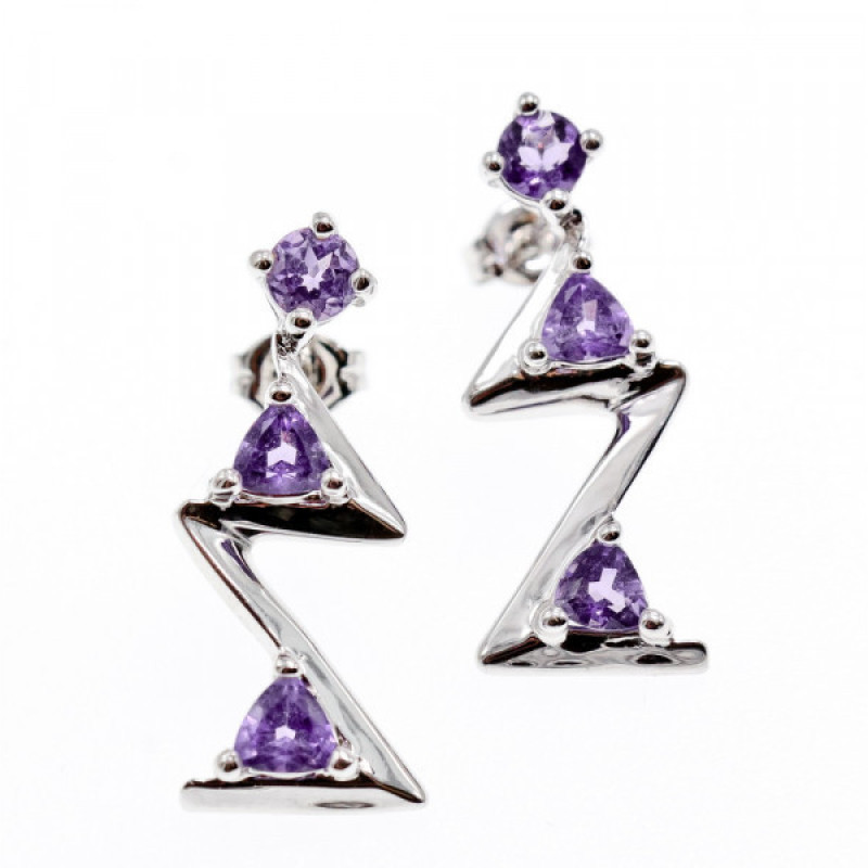 925 Sterling Silver Tourmaline Earrings Italy