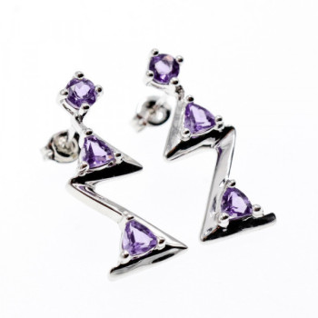 925 Sterling Silver Tourmaline Earrings Italy