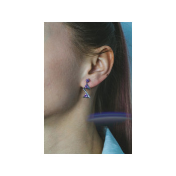 925 STERLING SILVER TOURMALINE EARRINGS ITALY