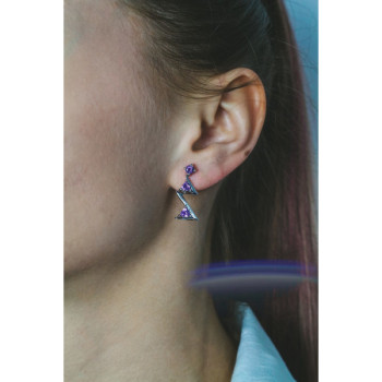 925 Sterling Silver Tourmaline Earrings Italy