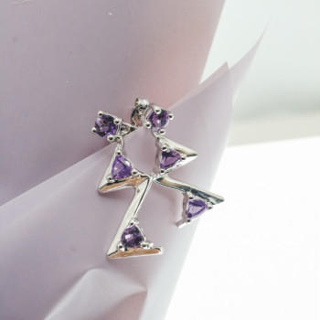 925 Sterling Silver Tourmaline Earrings Italy