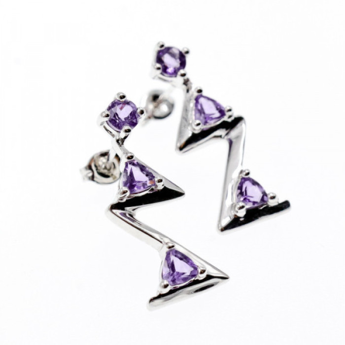 925 Sterling Silver Tourmaline Earrings Italy