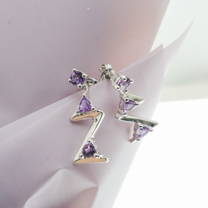 925 Sterling Silver Tourmaline Earrings Italy