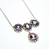925 Sterling Silver Purple Tourmaline & Colorless Spinel Necklace Italy